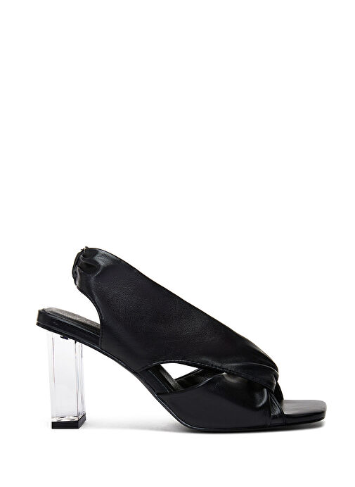 Kadın Siyah Şeffaf Kalın Topuklu Sandalet 25SFD440818 - Görsel 2