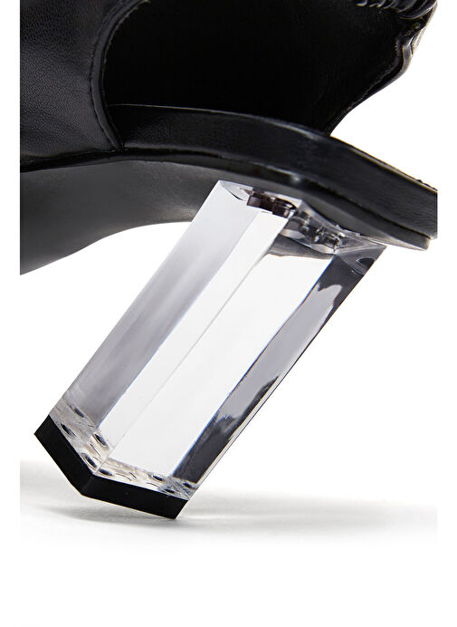 Kadın Siyah Şeffaf Kalın Topuklu Sandalet 25SFD440818 - Görsel 9