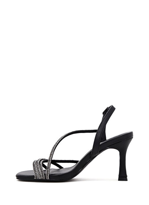 Kadın Siyah Taşlı İnce Topuklu Sandalet 25SFD4409TS - Görsel 5
