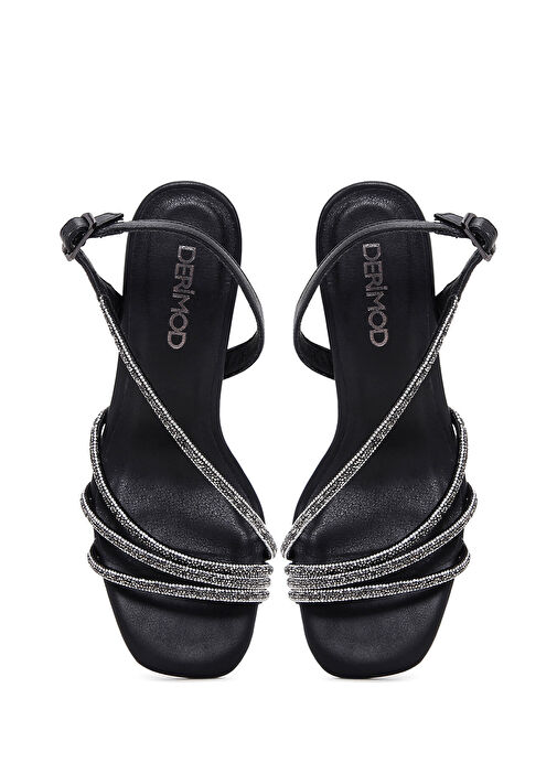 Kadın Siyah Taşlı İnce Topuklu Sandalet 25SFD4409TS - Görsel 8