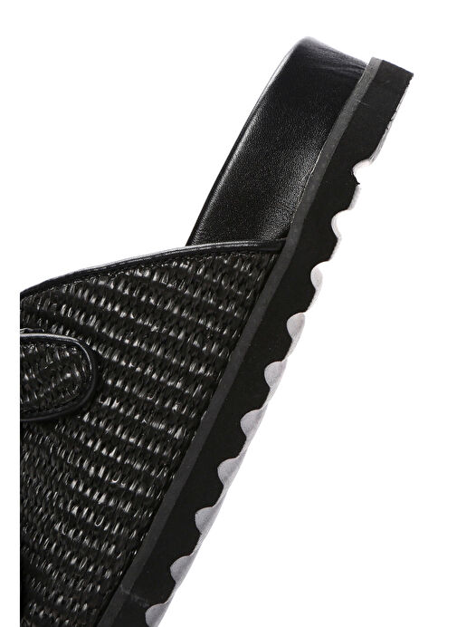 Kadın Siyah Hasır Taşlı Terlik 25SFD4403M7 - Görsel 9