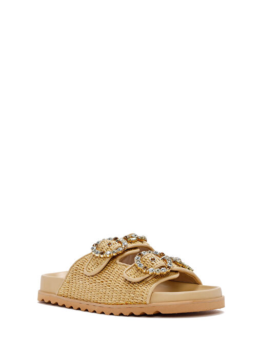 Kadın Bej Hasır Taşlı Terlik 25SFD4403M7 - Görsel 7
