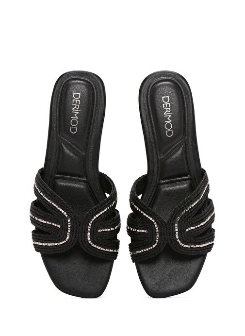 Kadın Siyah Taşlı Terlik 25SFD440114 - Görsel 8