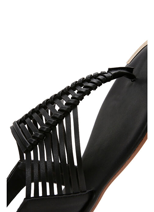 Kadın Siyah Arkadan Bantlı Parmak Arası Sandalet 25SFE490918 - Görsel 9