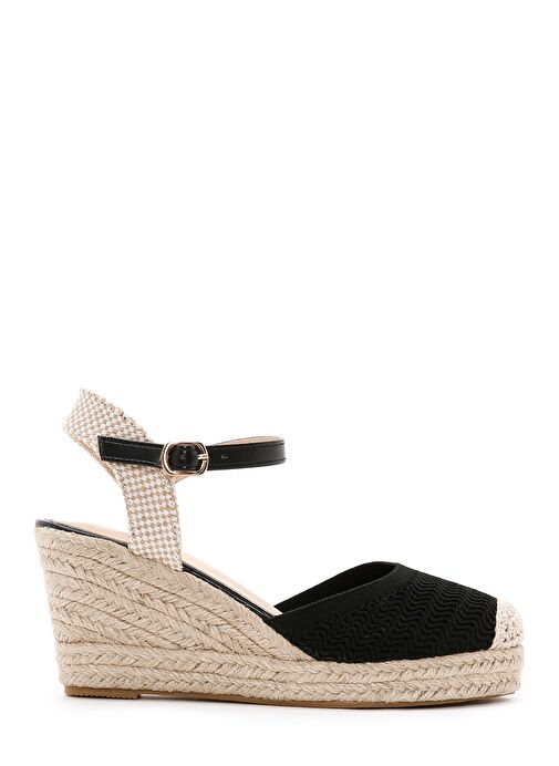 Derimod Derimod Kadın Siyah Bilekten Bantlı Dolgu Topuklu Espadril 25SFE49126F Casual Ayakkabı | Boyner Siyah - 2. görsel