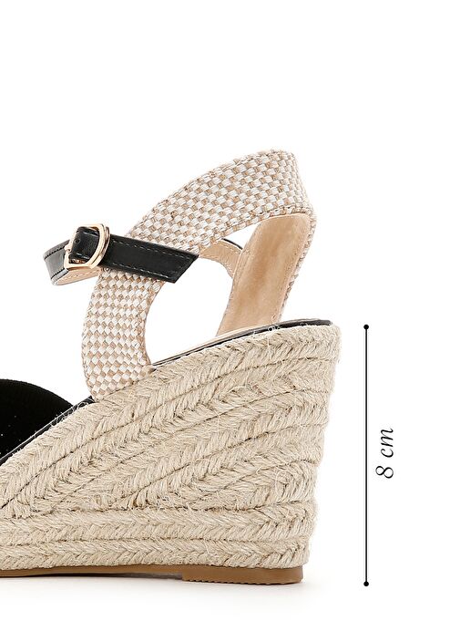 Derimod Derimod Kadın Siyah Bilekten Bantlı Dolgu Topuklu Espadril 25SFE49126F Casual Ayakkabı | Boyner Siyah - 3. görsel