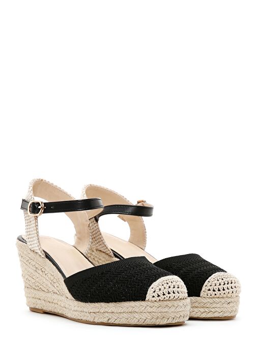 Derimod Derimod Kadın Siyah Bilekten Bantlı Dolgu Topuklu Espadril 25SFE49126F Casual Ayakkabı | Boyner Siyah - 4. görsel