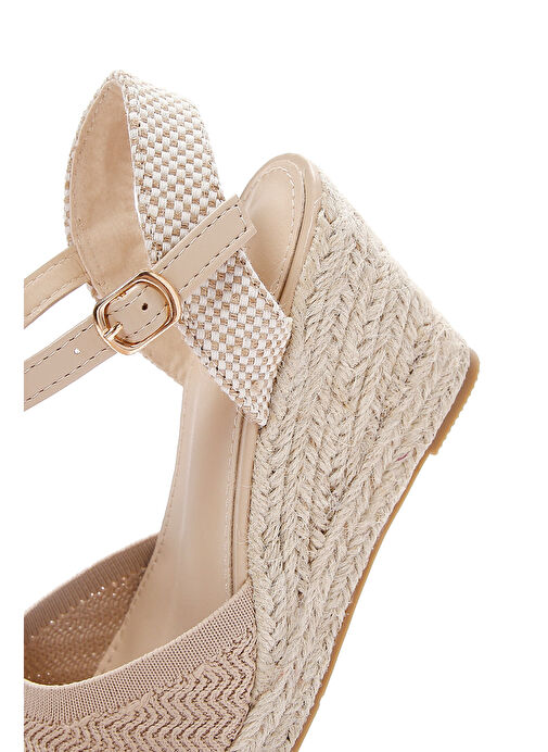 Kadın Bej Bilekten Bantlı Dolgu Topuklu Espadril 25SFE49126F - Görsel 8