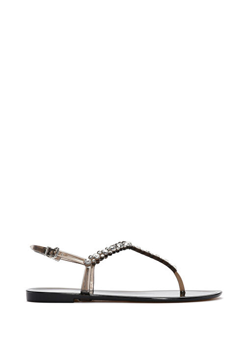 Kadın Siyah Parmak Arası Taşlı Jelly Sandalet 25SFE4906PV - Görsel 2