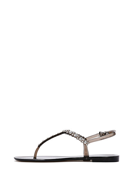 Kadın Siyah Parmak Arası Taşlı Jelly Sandalet 25SFE4906PV - Görsel 3