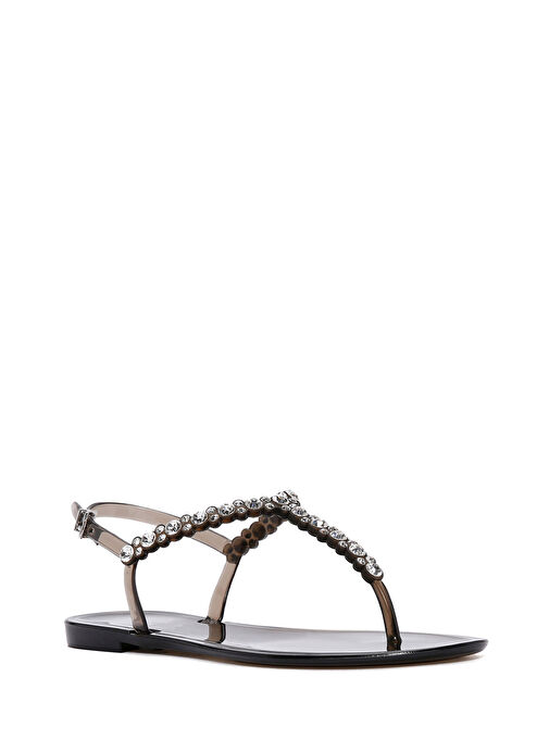 Kadın Siyah Parmak Arası Taşlı Jelly Sandalet 25SFE4906PV - Görsel 6