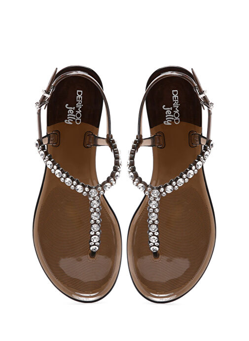 Kadın Siyah Parmak Arası Taşlı Jelly Sandalet 25SFE4906PV - Görsel 8