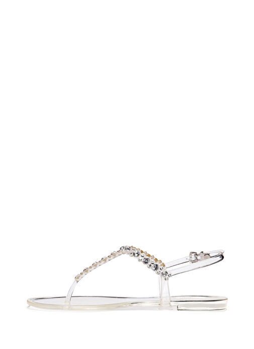 Kadın Şeffaf Parmak Arası Taşlı Jelly Sandalet 25SFE4906PV - Görsel 5
