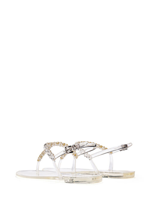 Kadın Şeffaf Parmak Arası Taşlı Jelly Sandalet 25SFE4906PV - Görsel 7