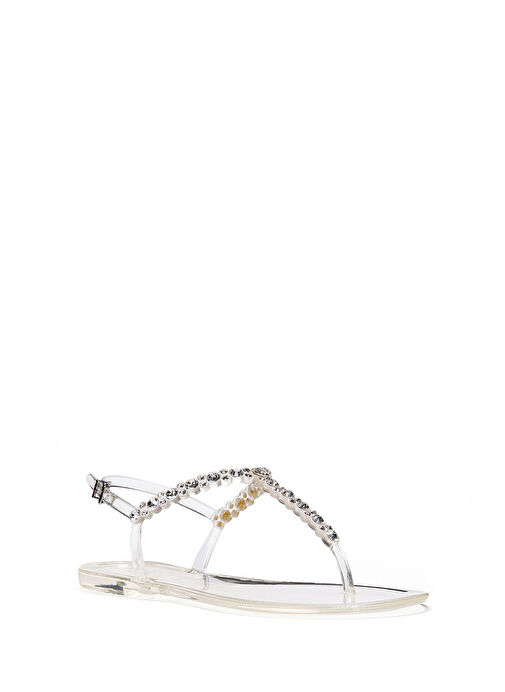 Kadın Şeffaf Parmak Arası Taşlı Jelly Sandalet 25SFE4906PV - Görsel 8