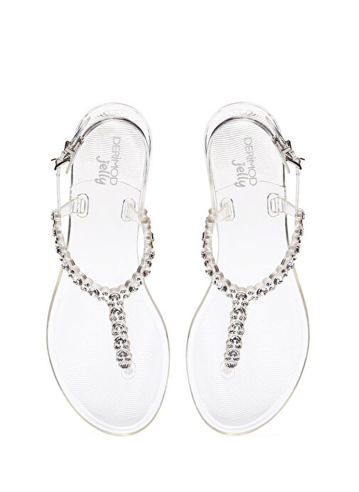 Kadın Şeffaf Parmak Arası Taşlı Jelly Sandalet 25SFE4906PV - Görsel 9