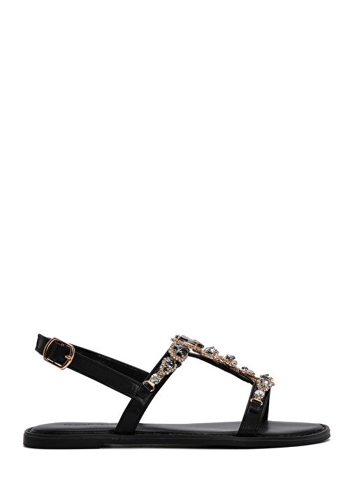 Kadın Siyah Taşlı Sandalet 25SFE491114 - Görsel 2