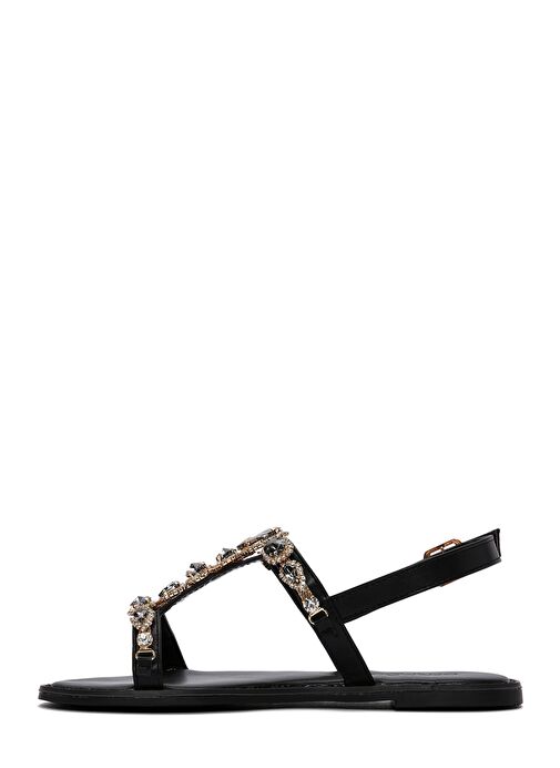 Kadın Siyah Taşlı Sandalet 25SFE491114 - Görsel 3