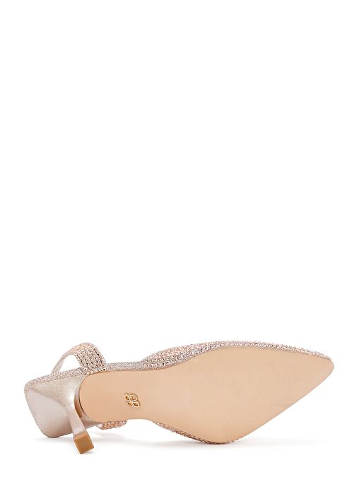 Kadın Altın Taşlı Arkası Açık İnce Topuklu Ayakkabı 25SFE4914TS - Görsel 5