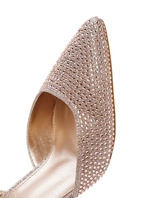 Kadın Altın Taşlı Arkası Açık İnce Topuklu Ayakkabı 25SFE4914TS - Görsel 9