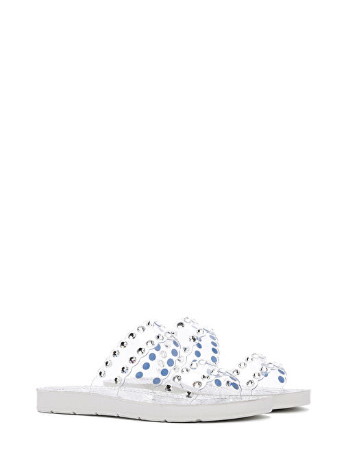 Kadın Gümüş Şeffaf Taşlı Terlik 25SFE4600PV - Görsel 4