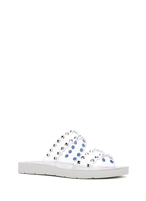 Kadın Gümüş Şeffaf Taşlı Terlik 25SFE4600PV - Görsel 7