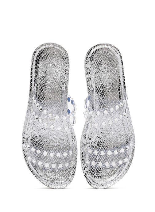 Kadın Gümüş Şeffaf Taşlı Terlik 25SFE4600PV - Görsel 8