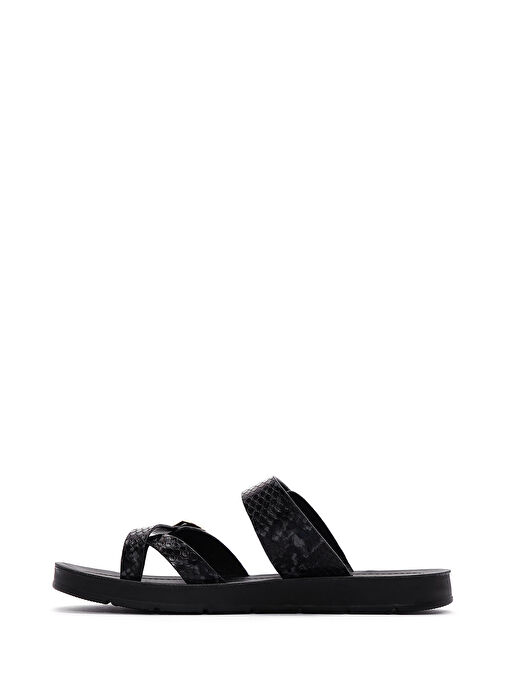 Kadın Siyah Çift Tokalı Desenli Terlik 25SFE460140 - Görsel 3