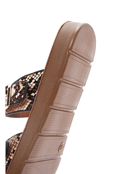 Kadın Kahverengi Çift Tokalı Desenli Terlik 25SFE460140 - Görsel 9