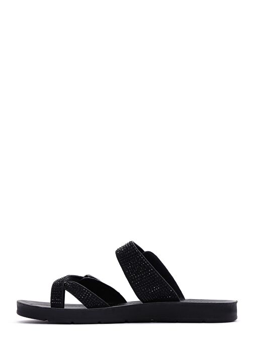 Kadın Siyah Çift Tokalı Taşlı Terlik 25SFE460114 - Görsel 5