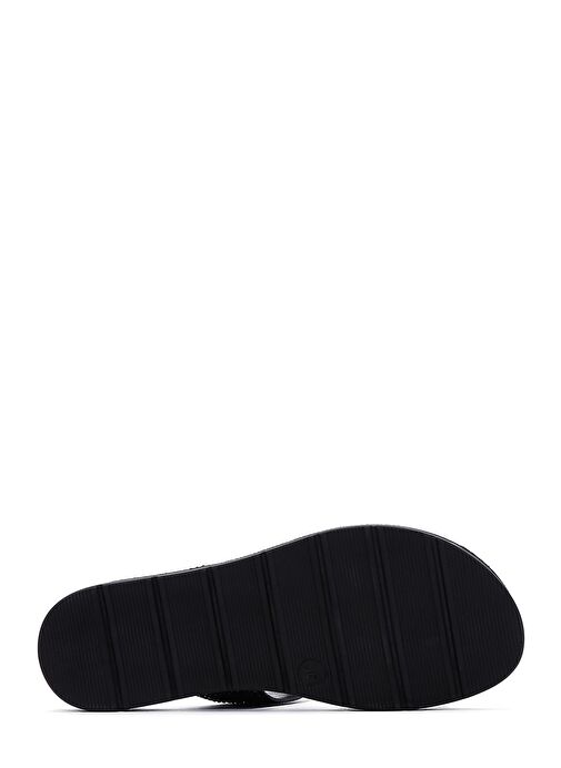 Kadın Siyah Çift Tokalı Taşlı Terlik 25SFE460114 - Görsel 6