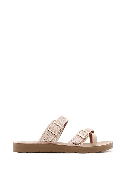 Derimod Derimod Kadın Pembe Çift Tokalı Taşlı Terlik 25SFE460114 Sandalet & Terlik | Boyner Pembe - 3. görsel