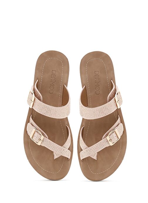 Derimod Derimod Kadın Pembe Çift Tokalı Taşlı Terlik 25SFE460114 Sandalet & Terlik | Boyner Pembe - 8. görsel