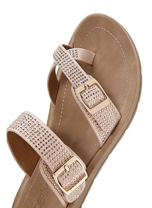 Derimod Derimod Kadın Pembe Çift Tokalı Taşlı Terlik 25SFE460114 Sandalet & Terlik | Boyner Pembe - 9. görsel