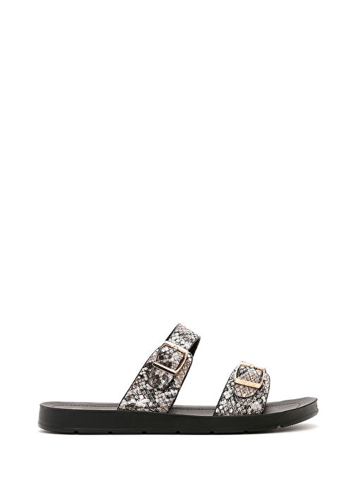 Kadın Siyah Çift Tokalı Desenli Terlik 25SFE460240 - Görsel 2