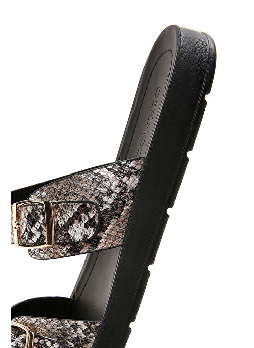 Kadın Siyah Çift Tokalı Desenli Terlik 25SFE460240 - Görsel 9