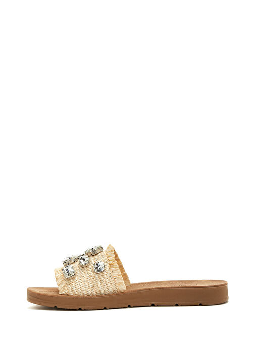 Kadın Bej Taşlı Örgülü Terlik 25SFE460514 - Görsel 3