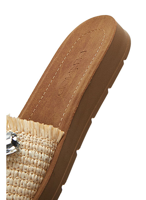 Kadın Bej Taşlı Örgülü Terlik 25SFE460514 - Görsel 9