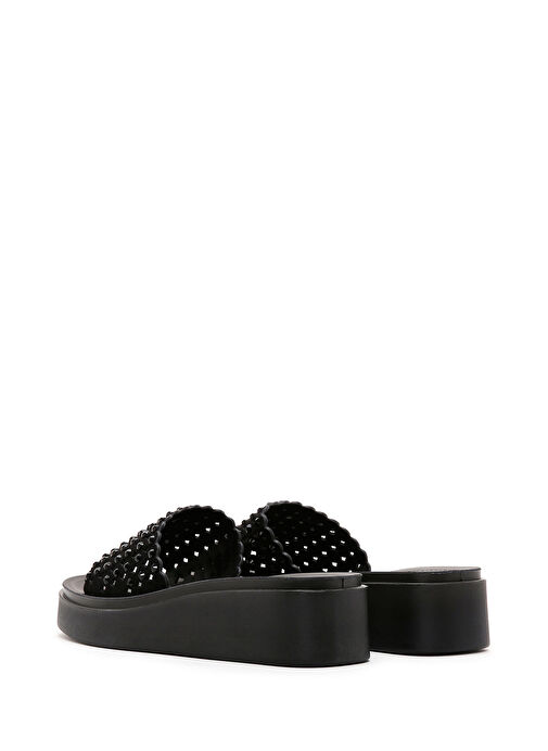 Kadın Siyah Kalın Tabanlı Taşlı Terlik 25SFE460614 - Görsel 6