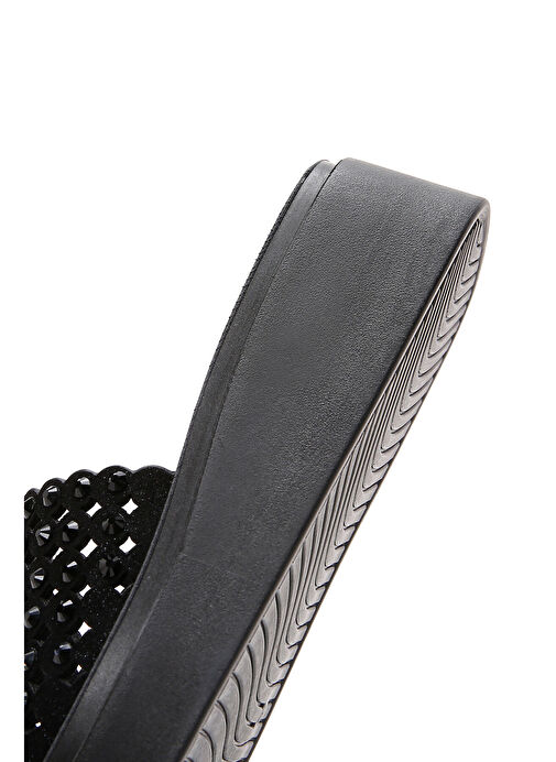 Kadın Siyah Kalın Tabanlı Taşlı Terlik 25SFE460614 - Görsel 8