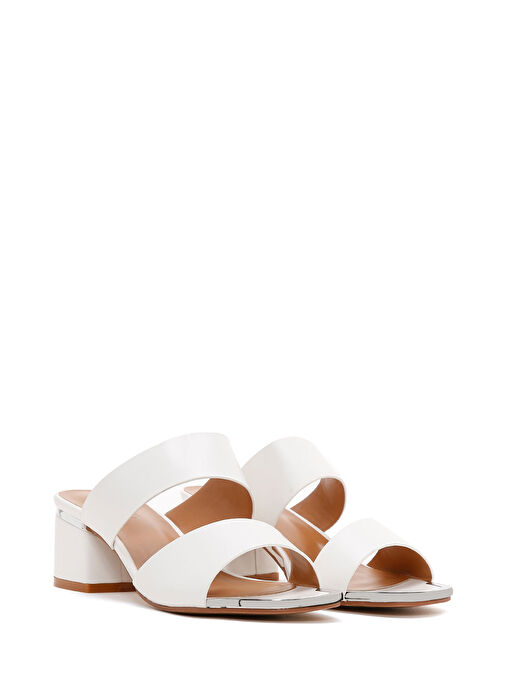 Kadın Beyaz Kısa Kalın Topuklu Terlik 25SFE460818 - Görsel 4