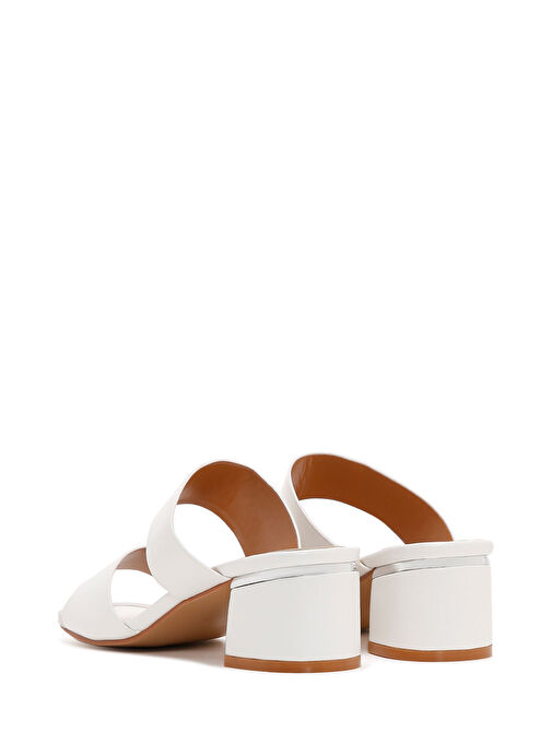 Kadın Beyaz Kısa Kalın Topuklu Terlik 25SFE460818 - Görsel 6