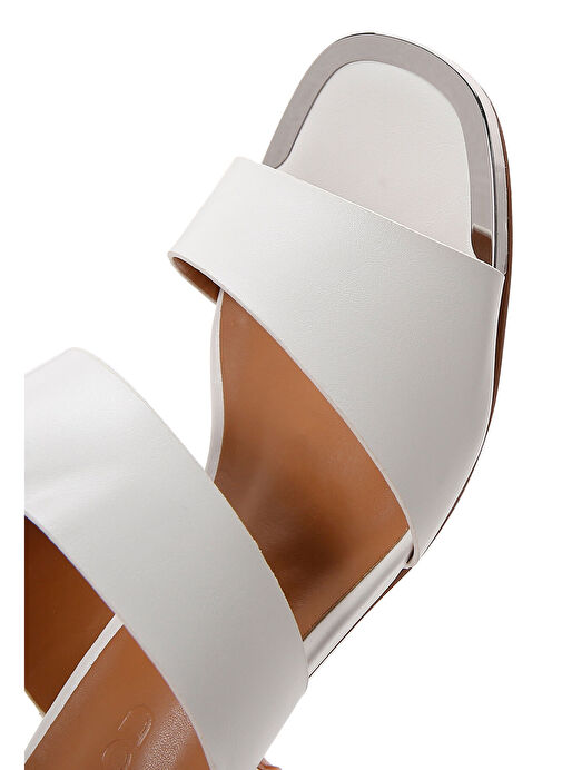 Kadın Beyaz Kısa Kalın Topuklu Terlik 25SFE460818 - Görsel 9