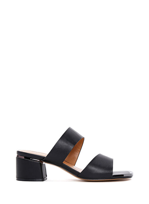 Kadın Siyah Kısa Kalın Topuklu Terlik 25SFE460818 - Görsel 2