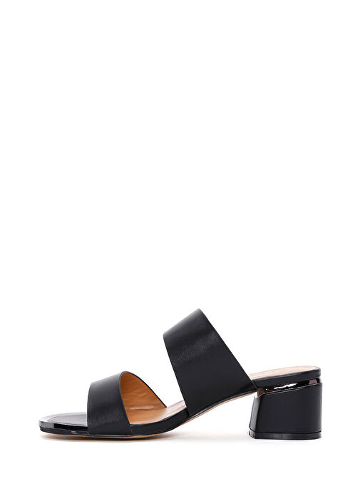 Kadın Siyah Kısa Kalın Topuklu Terlik 25SFE460818 - Görsel 3