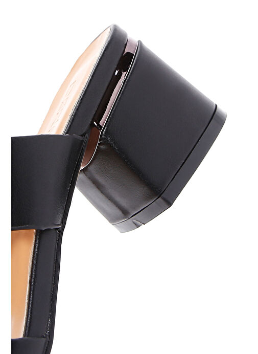 Kadın Siyah Kısa Kalın Topuklu Terlik 25SFE460818 - Görsel 8