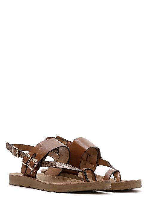 Kadın Taba Arkadan Bantlı Parmak Arası Sandalet 25SFE461014 - Görsel 4