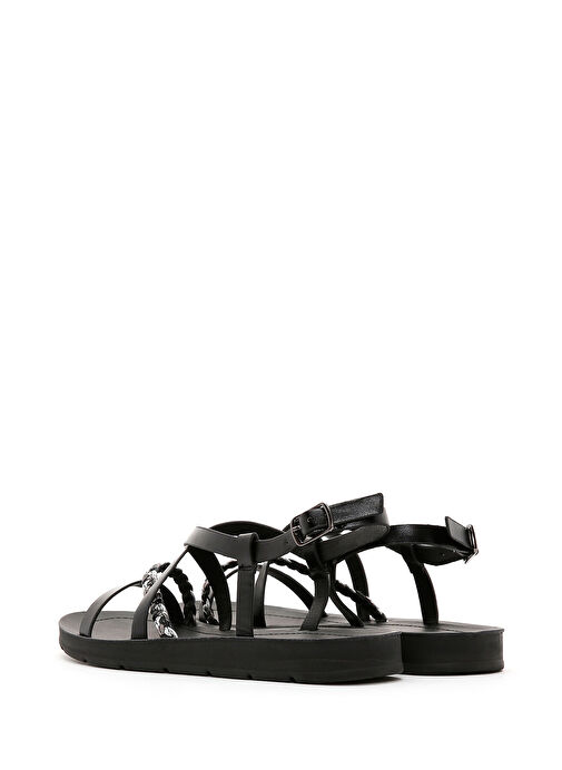 Kadın Siyah Örgü Detaylı Sandalet 25SFE461114 - Görsel 6