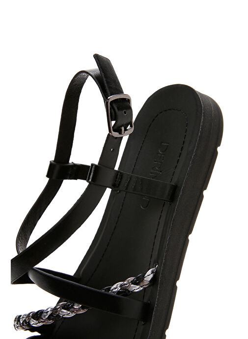 Kadın Siyah Örgü Detaylı Sandalet 25SFE461114 - Görsel 9