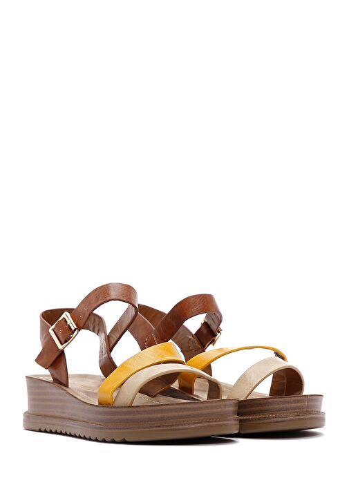 Kadın Taba Bilekten Bantlı Kalın Tabanlı Sandalet 25SFE461618 - Görsel 4